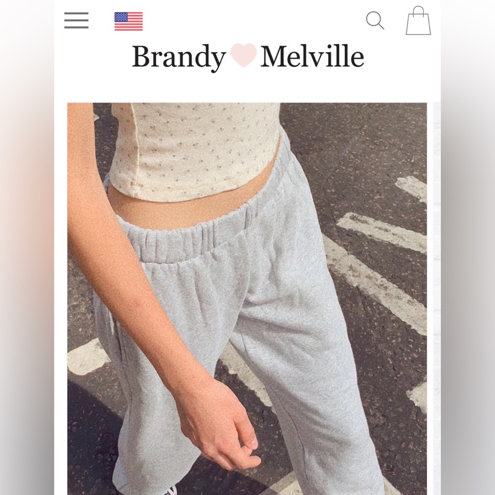cream brandy melville rosa sweatpants